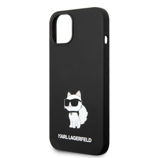 Custodia per Apple iPhone 14 Plus, Karl Lagerfeld, Silicone Choupette, Nera