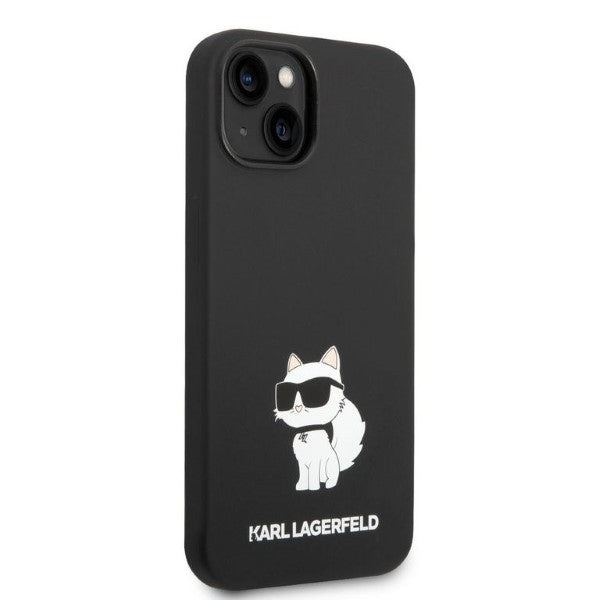 Custodia per Apple iPhone 14 Plus, Karl Lagerfeld, Silicone Choupette, Nera