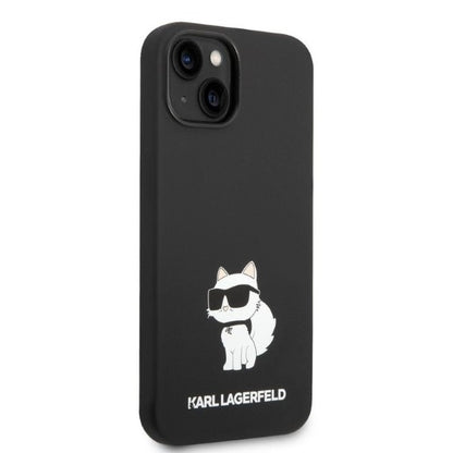 Custodia per Apple iPhone 14 Plus, Karl Lagerfeld, Silicone Choupette, Nera
