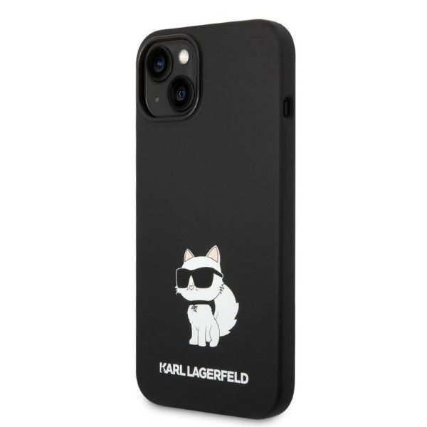 Custodia per Apple iPhone 14 Plus, Karl Lagerfeld, Silicone Choupette, Nera