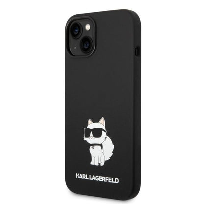 Custodia per Apple iPhone 14 Plus, Karl Lagerfeld, Silicone Choupette, Nera
