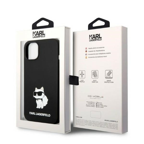 Custodia per Apple iPhone 14 Plus, Karl Lagerfeld, Silicone Choupette, Nera