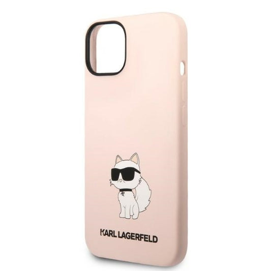 Custodia per Apple iPhone 14 Plus, Karl Lagerfeld, Silicone Choupette, Rosa