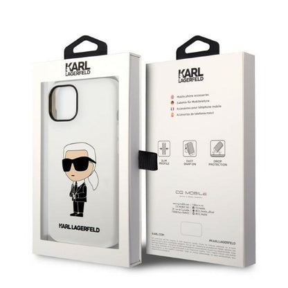 Custodia per Apple iPhone 14 Plus, Karl Lagerfeld, Silicone Ikonik Karl, Bianca