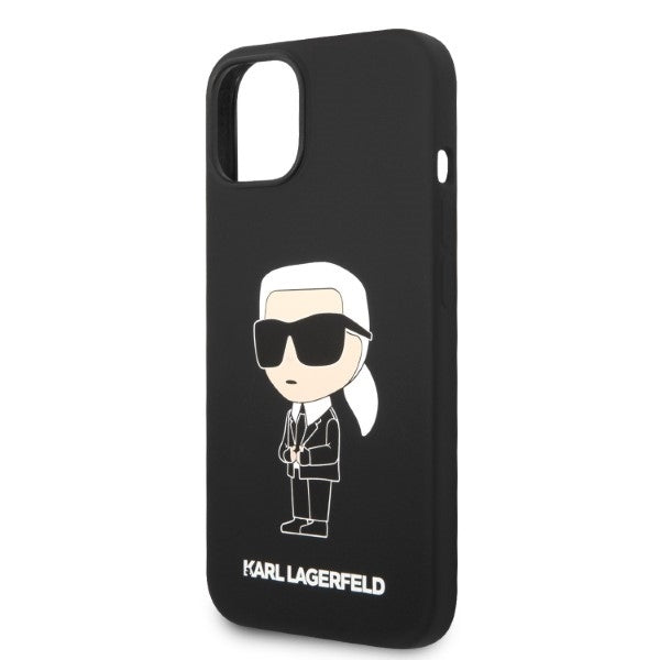 Custodia per Apple iPhone 14 Plus, Karl Lagerfeld, Silicone Ikonik Karl, Nera