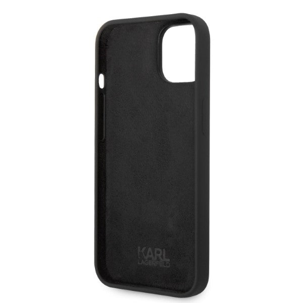 Custodia per Apple iPhone 14 Plus, Karl Lagerfeld, Silicone Ikonik Karl, Nera