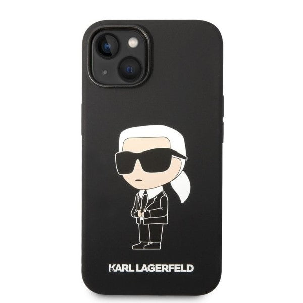 Custodia per Apple iPhone 14 Plus, Karl Lagerfeld, Silicone Ikonik Karl, Nera