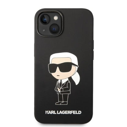 Custodia per Apple iPhone 14 Plus, Karl Lagerfeld, Silicone Ikonik Karl, Nera