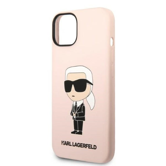 Custodia per Apple iPhone 14 Plus, Karl Lagerfeld, Silicone Ikonik Karl, Rosa