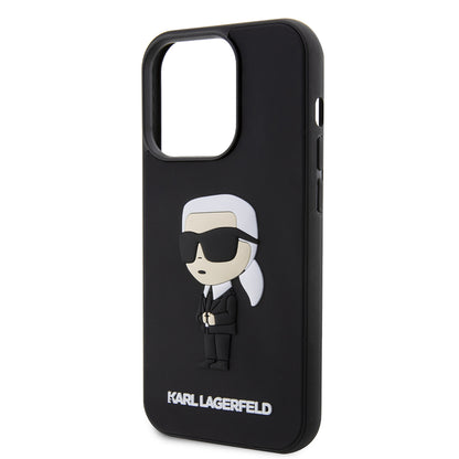 Custodia per Apple iPhone 14 Pro, Karl Lagerfeld, 3D Rubber Ikonik Karl, Nera