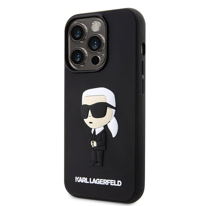 Custodia per Apple iPhone 14 Pro, Karl Lagerfeld, 3D Rubber Ikonik Karl, Nera