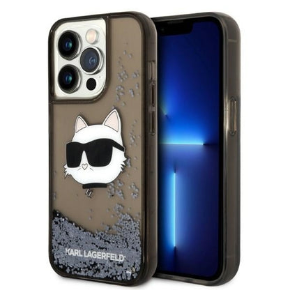 Custodia per Apple iPhone 14 Pro, Karl Lagerfeld, Glitter Choupette's Head, Nera