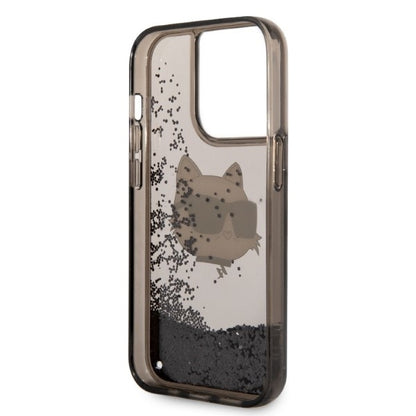 Custodia per Apple iPhone 14 Pro, Karl Lagerfeld, Glitter Choupette's Head, Nera