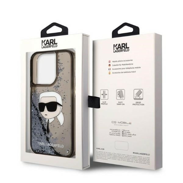 Case for Apple iPhone 14 Pro, Karl Lagerfeld, Glitter Karl's Head, Black