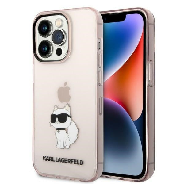 Custodia per Apple iPhone 14 Pro, Karl Lagerfeld, Ikonik Choupette, Rosa