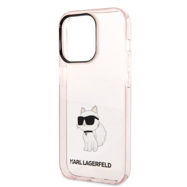 Custodia per Apple iPhone 14 Pro, Karl Lagerfeld, Ikonik Choupette, Rosa