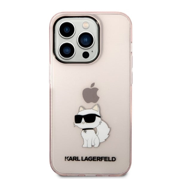 Custodia per Apple iPhone 14 Pro, Karl Lagerfeld, Ikonik Choupette, Rosa