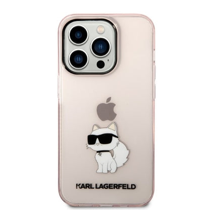 Custodia per Apple iPhone 14 Pro, Karl Lagerfeld, Ikonik Choupette, Rosa