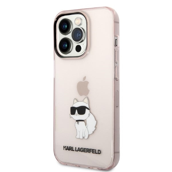 Custodia per Apple iPhone 14 Pro, Karl Lagerfeld, Ikonik Choupette, Rosa