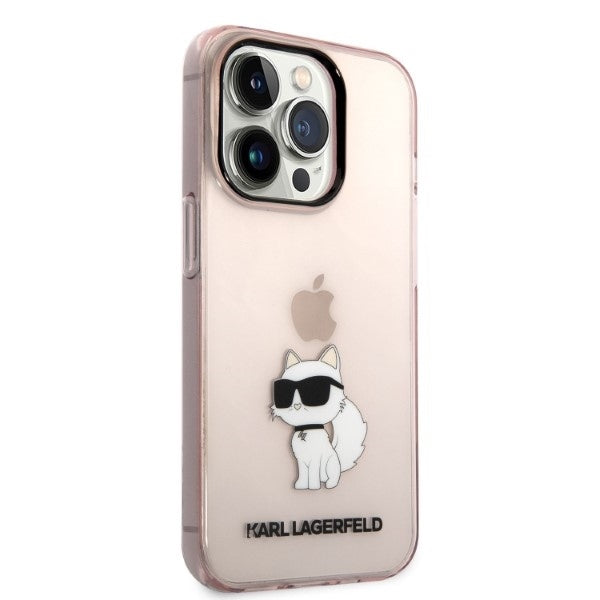 Custodia per Apple iPhone 14 Pro, Karl Lagerfeld, Ikonik Choupette, Rosa