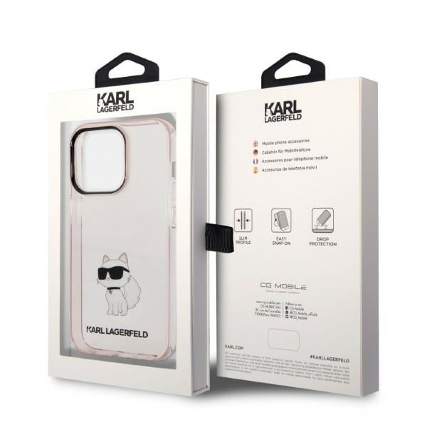 Custodia per Apple iPhone 14 Pro, Karl Lagerfeld, Ikonik Choupette, Rosa