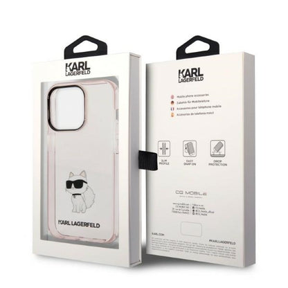 Custodia per Apple iPhone 14 Pro, Karl Lagerfeld, Ikonik Choupette, Rosa