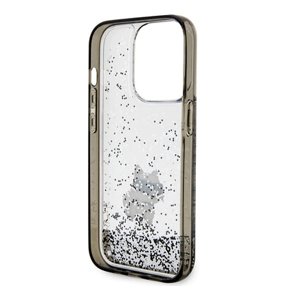 Custodia per Apple iPhone 14 Pro, Karl Lagerfeld, Liquid Glitter Choupette, Trasparente