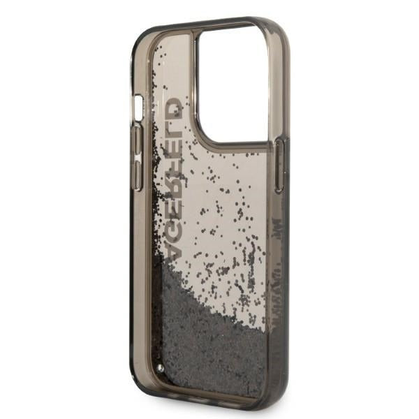 Custodia per Apple iPhone 14 Pro, Karl Lagerfeld, Liquid Glitter KL Logo, Nera