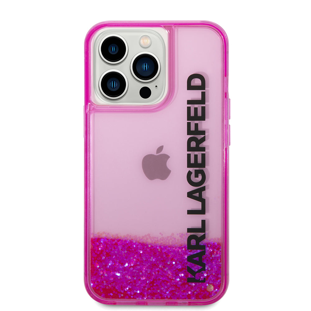 Custodia per Apple iPhone 14 Pro, Karl Lagerfeld, Liquid Glitter KL Logo, Rosa