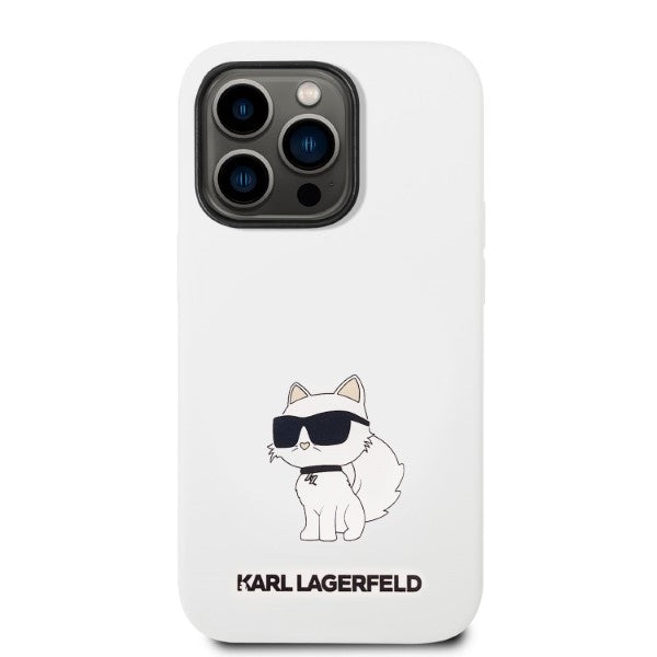 Case for Apple iPhone 14 Pro, Karl Lagerfeld, Silicone Choupette, White