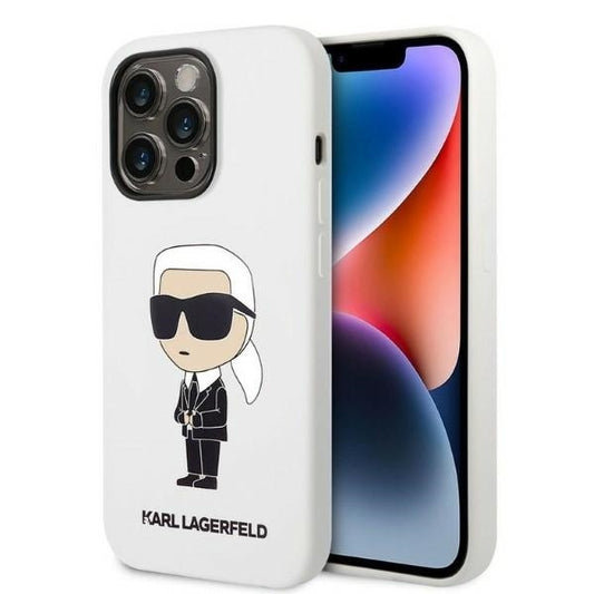 Custodia per Apple iPhone 14 Pro, Karl Lagerfeld, Silicone Ikonik NFT, Bianca