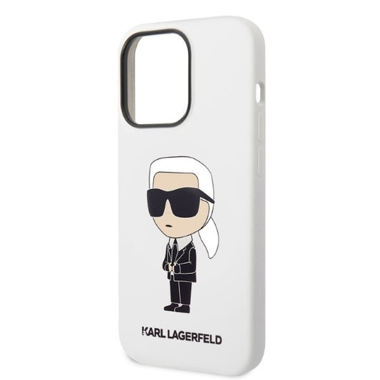 Custodia per Apple iPhone 14 Pro, Karl Lagerfeld, Silicone Ikonik NFT, Bianca