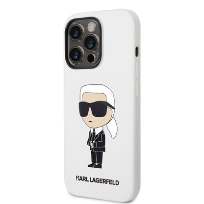 Case for Apple iPhone 14 Pro, Karl Lagerfeld, Ikonik NFT Silicone, White