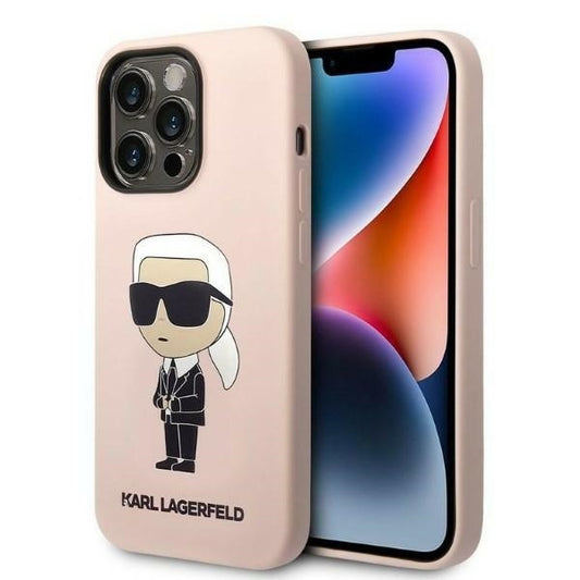 Custodia per Apple iPhone 14 Pro, Karl Lagerfeld, Silicone Ikonik NFT, Rosa
