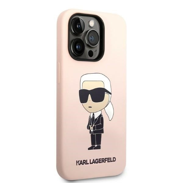 Custodia per Apple iPhone 14 Pro, Karl Lagerfeld, Silicone Ikonik NFT, Rosa
