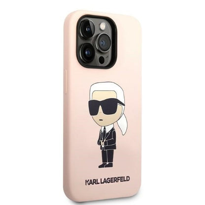 Custodia per Apple iPhone 14 Pro, Karl Lagerfeld, Silicone Ikonik NFT, Rosa
