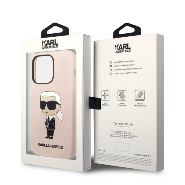 Custodia per Apple iPhone 14 Pro, Karl Lagerfeld, Silicone Ikonik NFT, Rosa