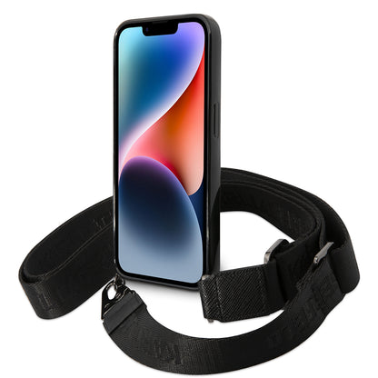 Custodia per Apple iPhone 14 Pro Max, Karl Lagerfeld, Color Stripes with Strap, Rosa