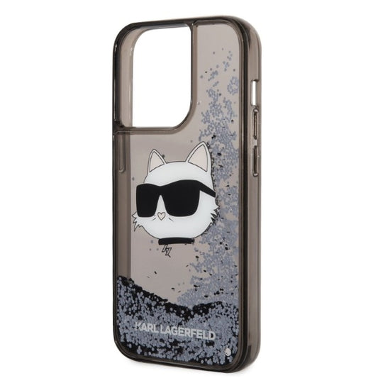 Custodia per Apple iPhone 14 Pro Max, Karl Lagerfeld, Glitter Choupette's Head, Nera