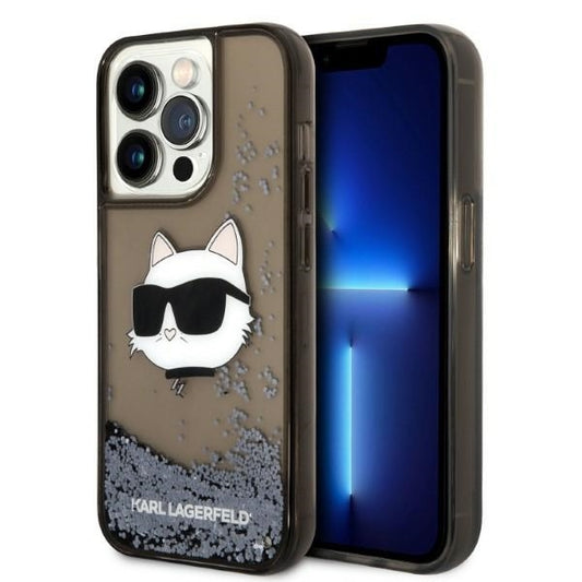 Custodia per Apple iPhone 14 Pro Max, Karl Lagerfeld, Glitter Choupette's Head, Nera