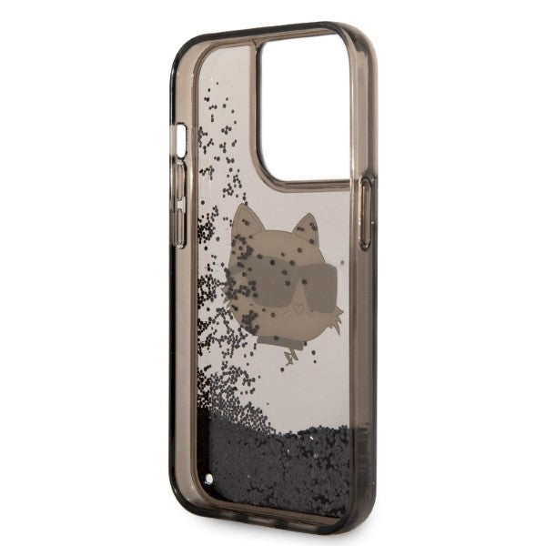 Custodia per Apple iPhone 14 Pro Max, Karl Lagerfeld, Glitter Choupette's Head, Nera