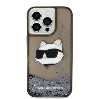 Custodia per Apple iPhone 14 Pro Max, Karl Lagerfeld, Glitter Choupette's Head, Nera