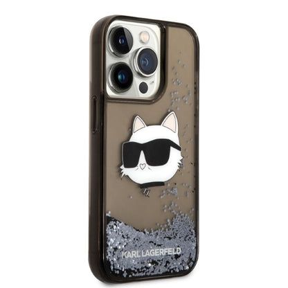 Custodia per Apple iPhone 14 Pro Max, Karl Lagerfeld, Glitter Choupette's Head, Nera