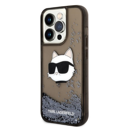 Custodia per Apple iPhone 14 Pro Max, Karl Lagerfeld, Glitter Choupette's Head, Nera