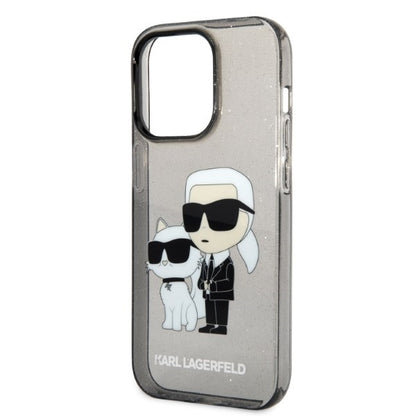 Custodia per Apple iPhone 14 Pro Max, Karl Lagerfeld, Glitter Karl & Choupette, Nera