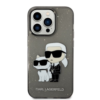 Custodia per Apple iPhone 14 Pro Max, Karl Lagerfeld, Glitter Karl & Choupette, Nera