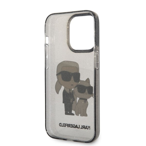 Custodia per Apple iPhone 14 Pro Max, Karl Lagerfeld, Glitter Karl & Choupette, Nera