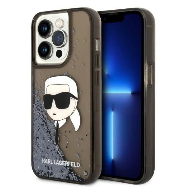 Custodia per Apple iPhone 14 Pro Max, Karl Lagerfeld, Glitter Karl's Head, Nera
