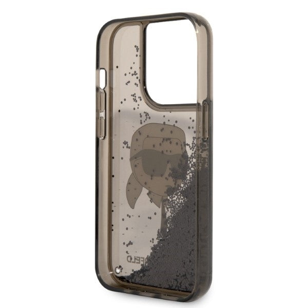Custodia per Apple iPhone 14 Pro Max, Karl Lagerfeld, Glitter Karl's Head, Nera