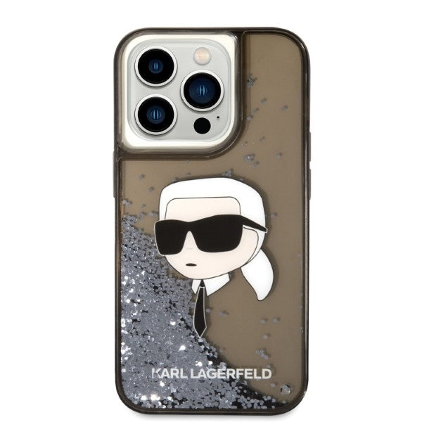 Custodia per Apple iPhone 14 Pro Max, Karl Lagerfeld, Glitter Karl's Head, Nera